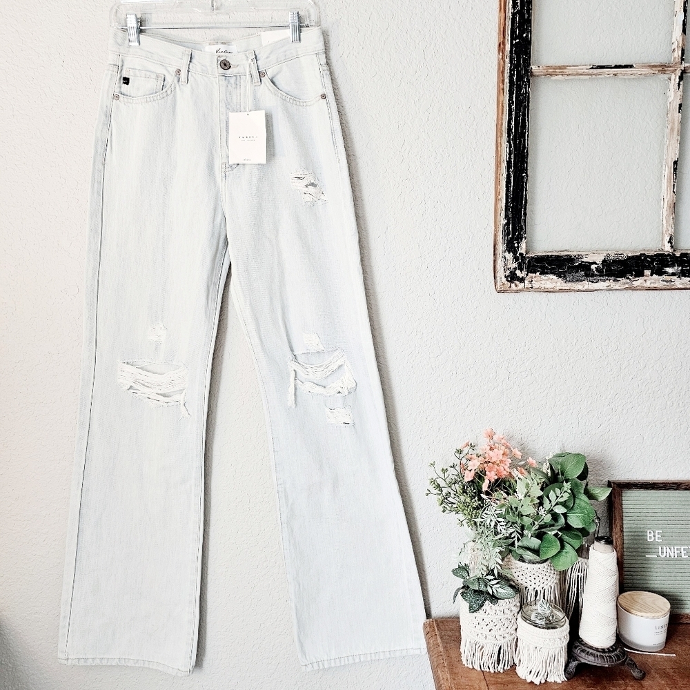 KanCan HR Button Fly Light Wash 90s Flare Jeans Distressed Y2K College 5/26 NEW - Picture 4 of 15